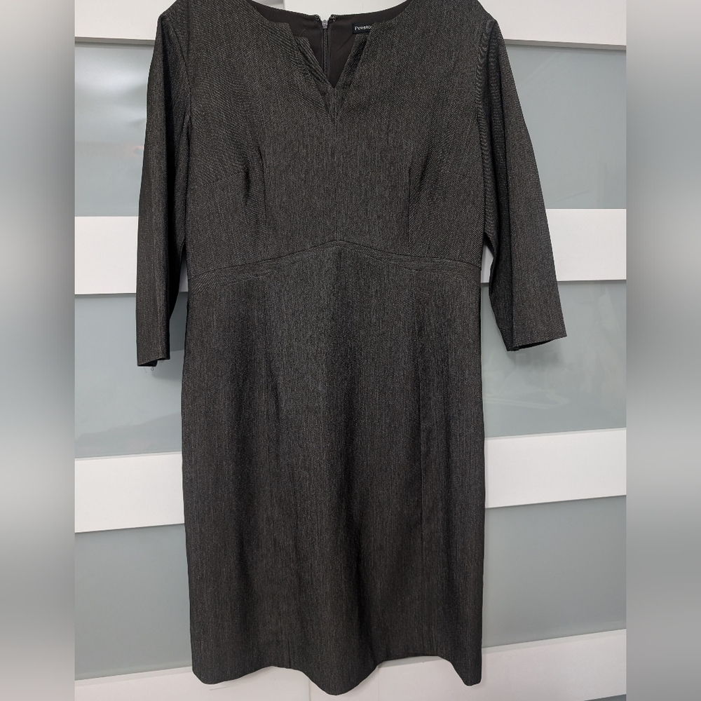 Preston & York Brown Sheath Dress with Plunge Neckline